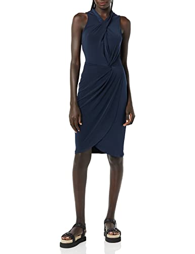 Amazon Essentials Damen Ärmelloses Kleid In Wickeloptik mit Crossover-Twistausschnitt, Marineblau, XS von Amazon Essentials