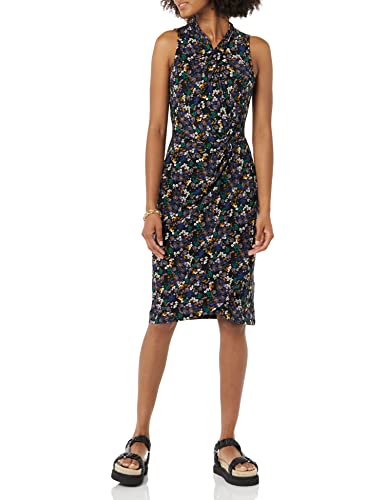Amazon Essentials Damen Ärmelloses Kleid In Wickeloptik mit Crossover-Twistausschnitt, Schwarz Streublumen, L von Amazon Essentials
