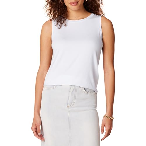 Amazon Essentials Damen Ärmelloses Muskel-Tanktop mit lockerer Passform, Grellweiß, L von Amazon Essentials