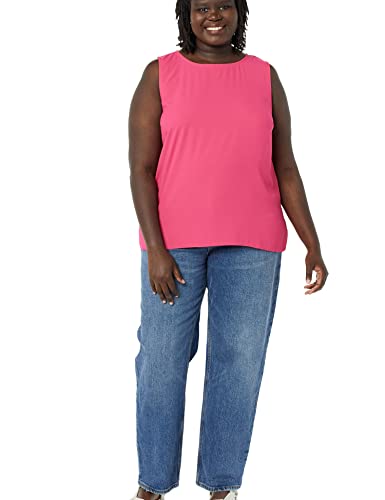 Amazon Essentials Damen Ärmelloses Tanktop für Lagen-Look mit Rundhalsausschnitt und normaler Passform, Intensive Rosa, L von Amazon Essentials