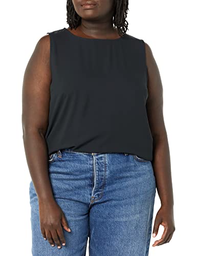 Amazon Essentials Damen Ärmelloses Tanktop für Lagen-Look mit Rundhalsausschnitt und normaler Passform, Schwarz, XS von Amazon Essentials