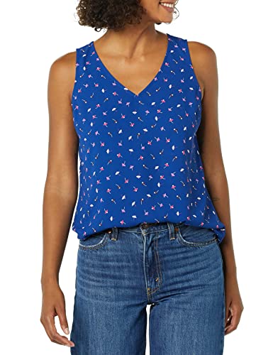 Amazon Essentials Damen Ärmelloses Tanktop für Lagen-Look mit normaler Passform (in Übergröße erhältlich), Kräftiges Blau Streublumen, XS von Amazon Essentials