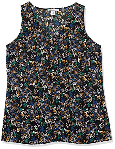 Amazon Essentials Damen Ärmelloses Tanktop für Lagen-Look mit normaler Passform (in Übergröße erhältlich), Schwarz Streublumen, M von Amazon Essentials