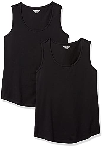 Amazon Essentials Damen Ärmelloses Tanktop aus 100 % Baumwolle mit klassischer Passform, 2er-Pack, Schwarz, M von Amazon Essentials