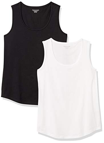 Amazon Essentials Damen Ärmelloses Tanktop aus 100 % Baumwolle mit klassischer Passform, 2er-Pack, Schwarz/Weiß, XL von Amazon Essentials