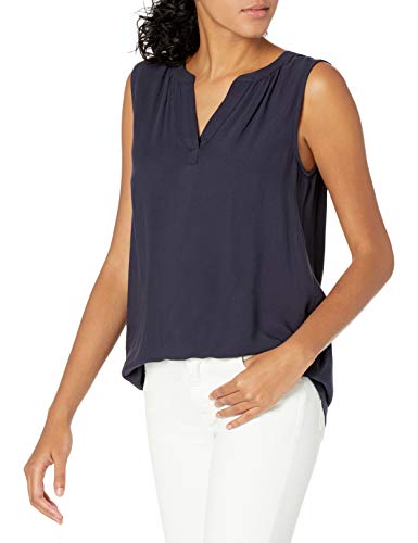 Amazon Essentials Damen Ärmelloses Webhemd Mit V-Ausschnitt, Marineblau, L von Amazon Essentials