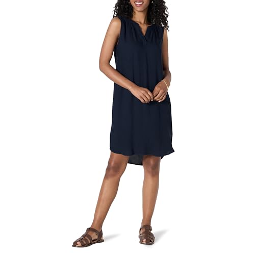 Amazon Essentials Damen Ärmelloses gewebtes Etuikleid, Marineblau, L von Amazon Essentials