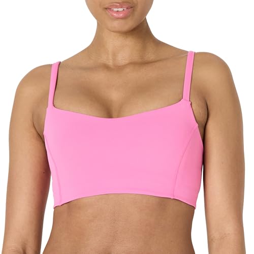 Amazon Essentials Damen Active FormFlex Butterweicher Yoga-Sport-BH mit Herzausschnitt, für leichten Halt, Flamingo Rosa, S von Amazon Essentials