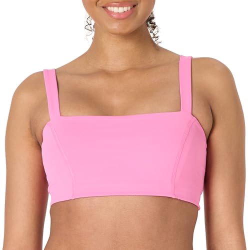 Amazon Essentials Damen Active FormFlex Buttery Soft Bandeau-Sport-BH mit verstellbaren Trägern, für leichten Halt, Flamingo Rosa, S von Amazon Essentials