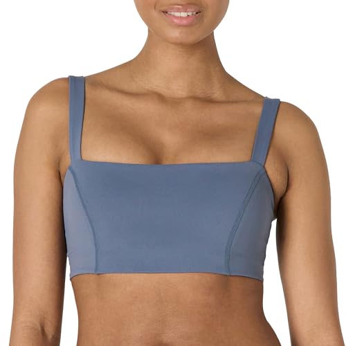 Amazon Essentials Damen Active FormFlex Buttery Soft Bandeau-Sport-BH mit verstellbaren Trägern, für leichten Halt, Schiefergrau, L von Amazon Essentials