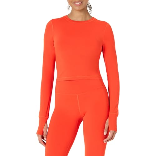 Amazon Essentials Damen Active FormFlex Buttery Soft Bauchfreies Layering-Workout-Top, mit Langen Ärmeln und schlanker Passform, Hellrot, L Amazon Essentials Damen Active FormFlex Buttery Soft Bauchfreies Layering-Workout-Top, mit Langen Ärmeln und schlanker Passform, Hellrot, L von Amazon Essentials