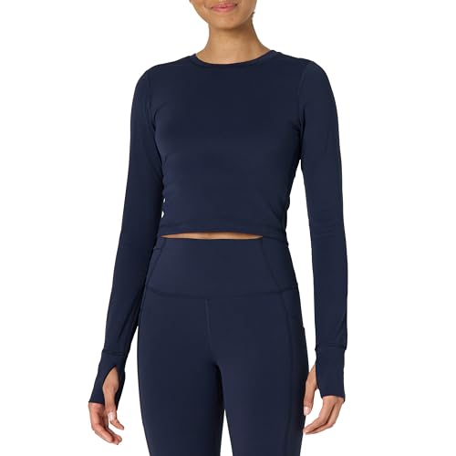 Amazon Essentials Damen Active FormFlex Butterweiches Bauchfreies Layering-Workout-Top, mit Langen Ärmeln und schlanker Passform, Marineblau, XS Amazon Essentials Damen Active FormFlex Butterweiches Bauchfreies Layering-Workout-Top, mit Langen Ärmeln und schlanker Passform, Marineblau, XS von Amazon Essentials