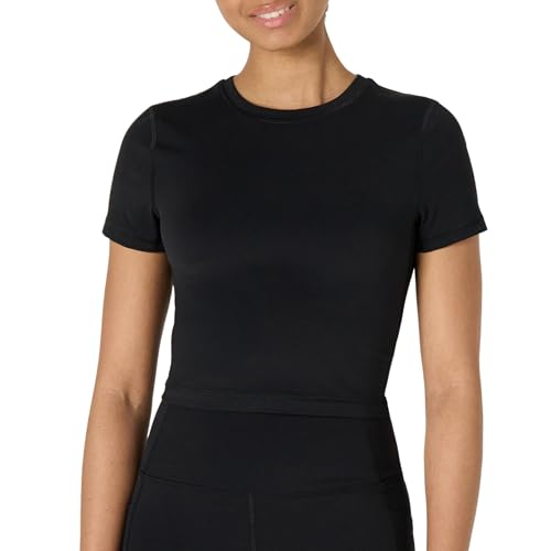 Amazon Essentials Damen Active FormFlex Buttery Soft Bauchfreies Layering-Workout-Top, mit kurzen Ärmeln und schlanker Passform, Schwarz, XS Amazon Essentials Damen Active FormFlex Buttery Soft Bauchfreies Layering-Workout-Top, mit kurzen Ärmeln und schlanker Passform, Schwarz, XS von Amazon Essentials