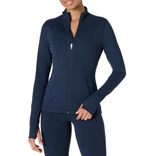 Amazon Essentials Damen Active FormFlex Buttery Soft Jacke mit durchgehendem Reißverschluss, schlanke Passform, Marineblau, XXL von Amazon Essentials