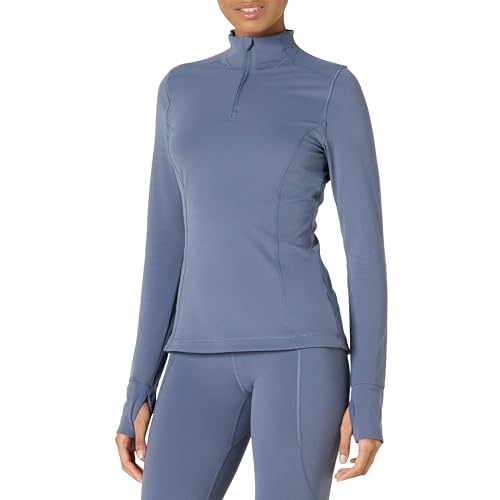 Amazon Essentials Damen Active FormFlex Buttery Soft Schlupfjacke mit Viertelreißverschluss und langen Ärmeln, schlanke Passform, Schiefergrau, XXL von Amazon Essentials