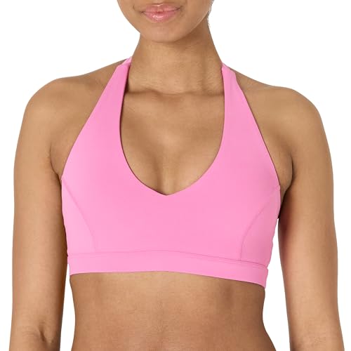 Amazon Essentials Damen Active FormFlex Buttery Soft Sport-BH mit V-Ausschnitt und Nackenband für leichten Halt, Rosa, XXL von Amazon Essentials