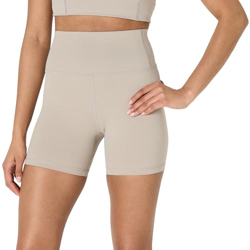Amazon Essentials Damen Active FormFlex Buttery Soft Yoga-Radlerhose, hohe Taille, Schrittlänge von 13 cm, hohe Taille, Taupe, M von Amazon Essentials