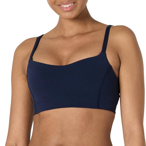 Amazon Essentials Damen Active FormFlex Butterweicher Yoga-Sport-BH mit Herzausschnitt, für leichten Halt, Marineblau, XXL von Amazon Essentials