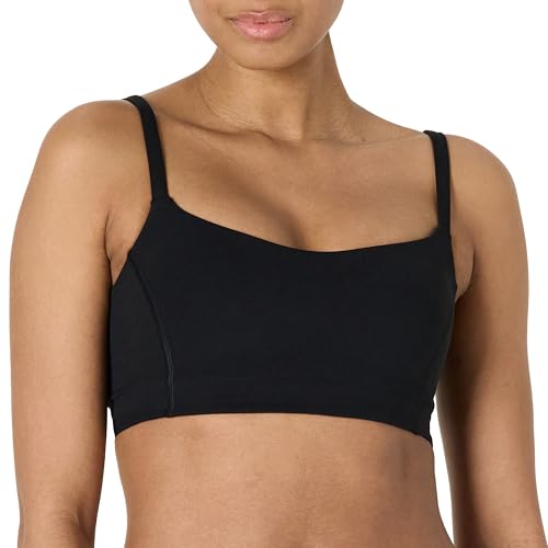 Amazon Essentials Damen Active FormFlex Butterweicher Yoga-Sport-BH mit Herzausschnitt, für leichten Halt, Schwarz, XXL von Amazon Essentials