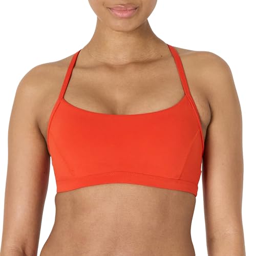 Amazon Essentials Damen Active FormFlex Buttery Soft Yoga-Sport-BH mit schmalen Trägern und Y-Rücken, für leichten Halt, Hellrot, L von Amazon Essentials