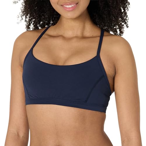 Amazon Essentials Damen Active FormFlex Buttery Soft Yoga-Sport-BH mit schmalen Trägern und Y-Rücken, für leichten Halt, Marineblau, L von Amazon Essentials