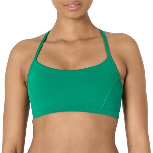 Amazon Essentials Damen Active FormFlex Buttery Soft Yoga-Sport-BH mit schmalen Trägern und Y-Rücken, für leichten Halt, Smaragdgrün, XS von Amazon Essentials