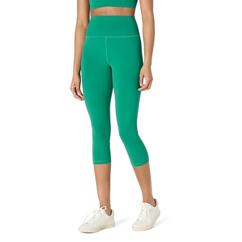 Amazon Essentials Damen Active FormFlex Buttery Soft Capri-Leggings für Yoga und Workouts mit Taschen, hoher Taille, Schrittlänge von 48 cm, Smaragdgrün, XL von Amazon Essentials