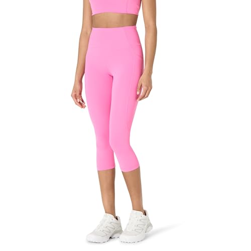 Amazon Essentials Damen Active FormFlex Buttery Soft Yoga-Workout-Capri-Leggings mit Taschen, hoher Taille, Schrittlänge von 48 cm, Flamingo Rosa, XS von Amazon Essentials