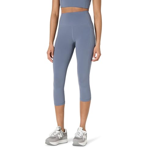 Amazon Essentials Damen Active FormFlex Buttery Soft Yoga-Workout-Capri-Leggings mit Taschen, hoher Taille, Schrittlänge von 48 cm, Schiefergrau, M von Amazon Essentials
