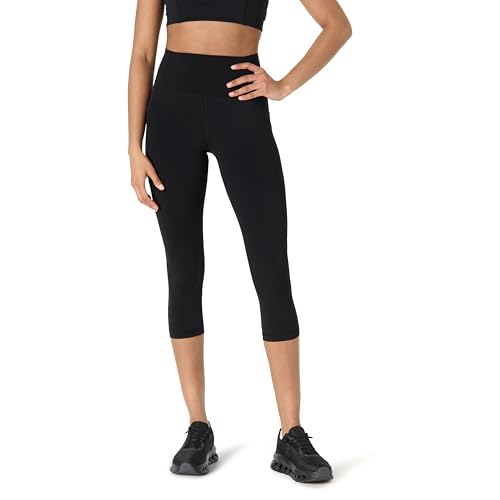 Amazon Essentials Damen Active FormFlex Buttery Soft Yoga-Workout-Capri-Leggings mit Taschen, hoher Taille, Schrittlänge von 48 cm, Schwarz, S von Amazon Essentials