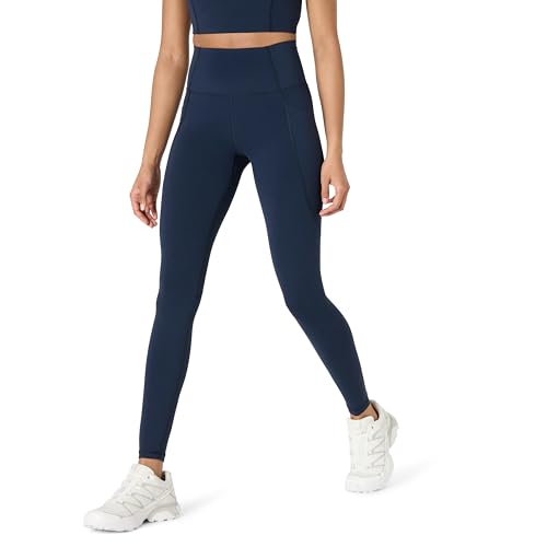 Amazon Essentials Damen Active FormFlex Buttery Soft Yoga-Workout-Leggings mit Taschen, hohe Taille, volle Schrittlänge von 70 cm, Marineblau, XXL von Amazon Essentials