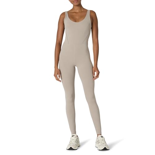 Amazon Essentials Damen Active Formflex Buttery Leggings, einteilig, in voller Länge mit integriertem BH, Taupe, XXL von Amazon Essentials