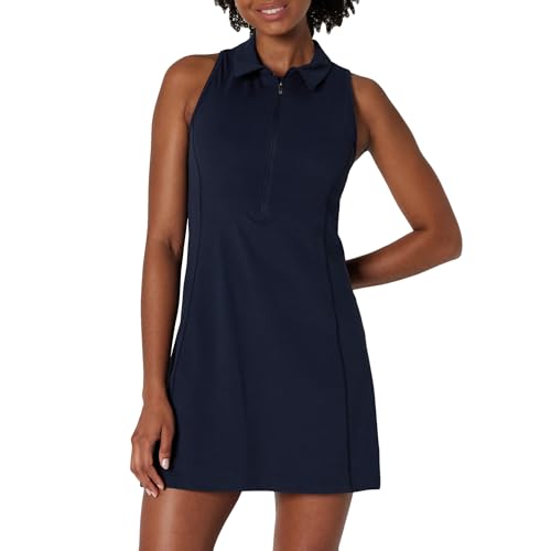 Amazon Essentials Damen Active Formflex Buttery Soft Polo-Tenniskleid mit integriertem BH und Shorts, Marineblau, M von Amazon Essentials