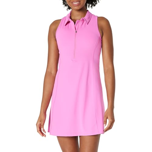 Amazon Essentials Damen Active Formflex Buttery Soft Polo-Tenniskleid mit integriertem BH und Shorts, Rosa, XXL von Amazon Essentials