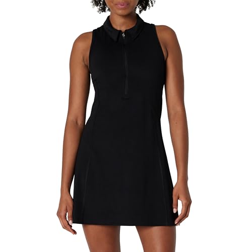 Amazon Essentials Damen Active Formflex Buttery Soft Polo-Tenniskleid mit integriertem BH und Shorts, Schwarz, L von Amazon Essentials
