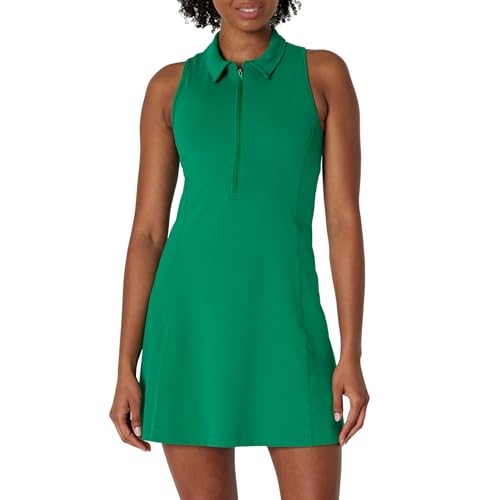Amazon Essentials Damen Active Formflex Buttery Soft Polo-Tenniskleid mit integriertem BH und Shorts, Smaragdgrün, XS von Amazon Essentials