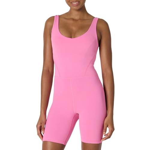 Amazon Essentials Damen Active Formflex Buttery Soft Shorts-Jumpsuit mit integriertem BH, Rosa, XXL von Amazon Essentials