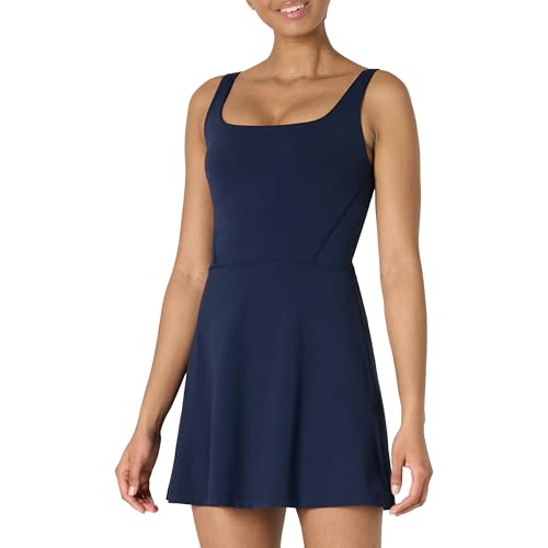 Amazon Essentials Damen Active Formflex Buttery Soft Tanktop-Tenniskleid mit integriertem BH und Shorts, Marineblau, L von Amazon Essentials