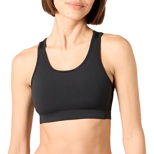 Amazon Essentials Damen Active Sculpt Racerback-Sport-BH mit Mittlerem Halt, Schwarz, XL von Amazon Essentials