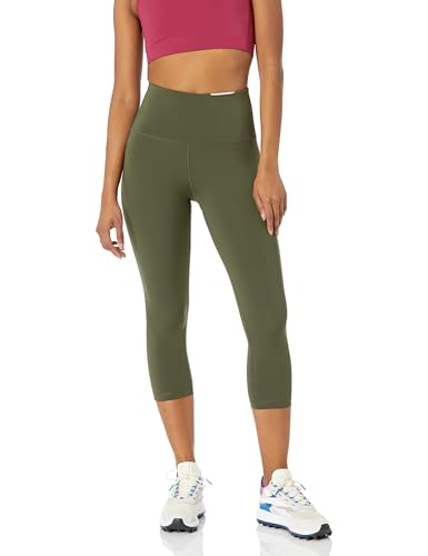 Amazon Essentials Damen Active Sculpt Workout Athleisure Capri-Leggings mit hohem Bund (in Übergröße erhältlich), Olivgrün, XS von Amazon Essentials