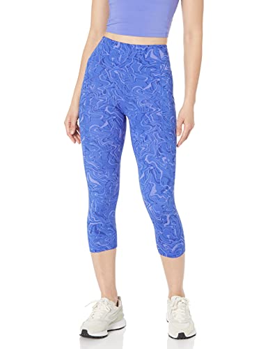 Amazon Essentials Damen Active Sculpt Workout Athleisure Capri-Leggings mit hohem Bund und Taschen (erhältlich in Übergrößen ), Mehrfarbig Marmor, L von Amazon Essentials