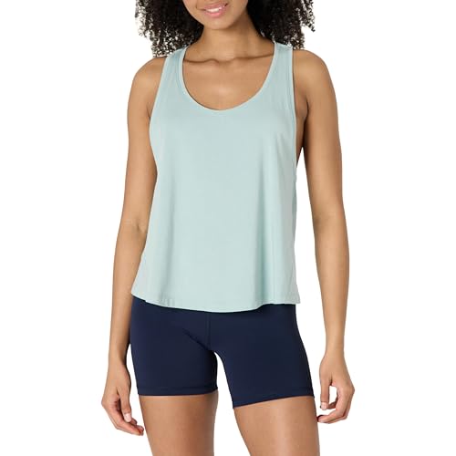 Amazon Essentials Damen Active Soft Cotton Leichtes Yoga-Workout-Tanktop mit Weitem Armausschnitt und Racerback, Relaxed Fit, Hellblau, XL von Amazon Essentials