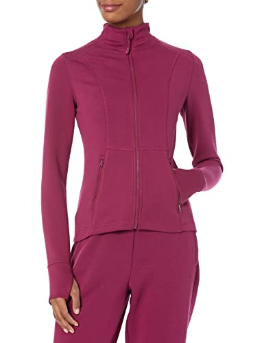 Amazon Essentials Damen Active Sweat Jacke mit durchgehendem Reißverschluss, Pflaume, XS von Amazon Essentials