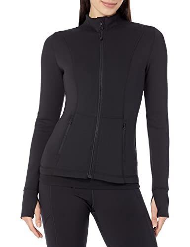 Amazon Essentials Damen Active Sweat Jacke mit durchgehendem Reißverschluss, Schwarz, XL von Amazon Essentials
