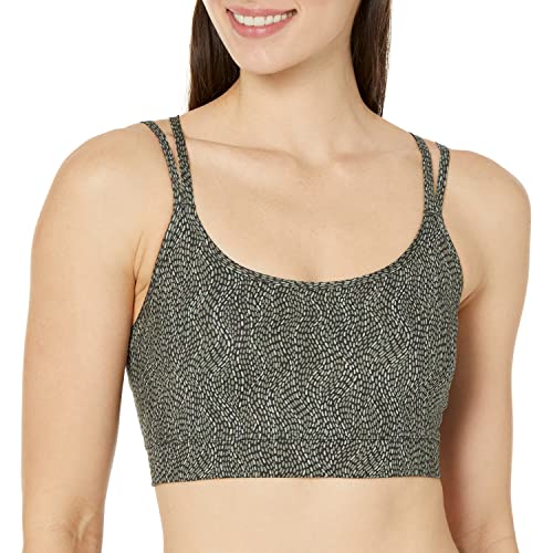 Amazon Essentials Damen Aktiver Sport-BH mit Leichter Unterstützung und Trägern am Rücken, Schwarz Punkte, XS von Amazon Essentials