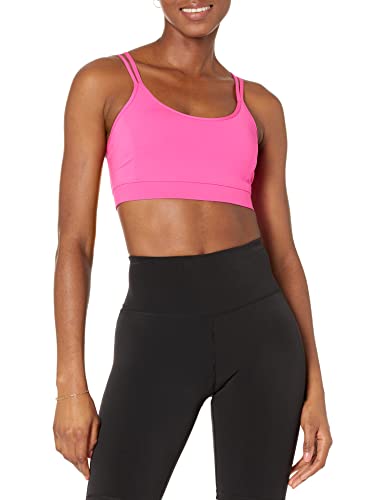 Amazon Essentials Damen Aktiver Sport-BH mit Leichter Unterstützung und Trägern am Rücken, Neonrosa, XS von Amazon Essentials