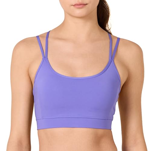 Amazon Essentials Damen Aktiver Sport-BH mit Leichter Unterstützung und Trägern am Rücken, Purpur, M von Amazon Essentials