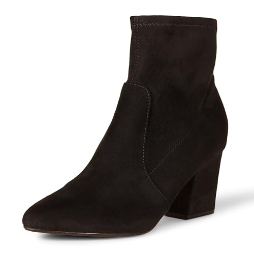 Amazon Essentials Damen Anliegender Stiefel mit elastischer Ferse, Schwarz Mikro Wildleder, 38.5 EU Weit von Amazon Essentials