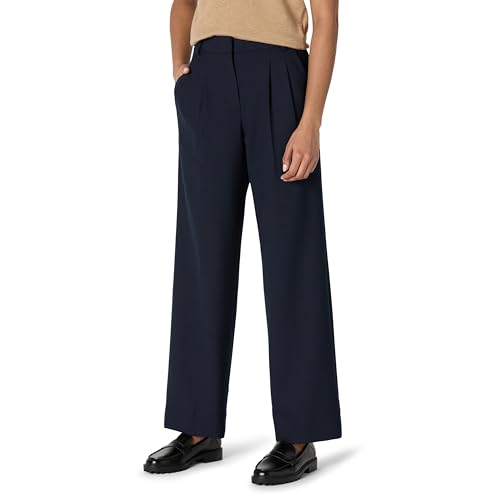 Amazon Essentials Damen Anzughose In Voller Länge, Lockere Passform, Marineblau, 40 von Amazon Essentials