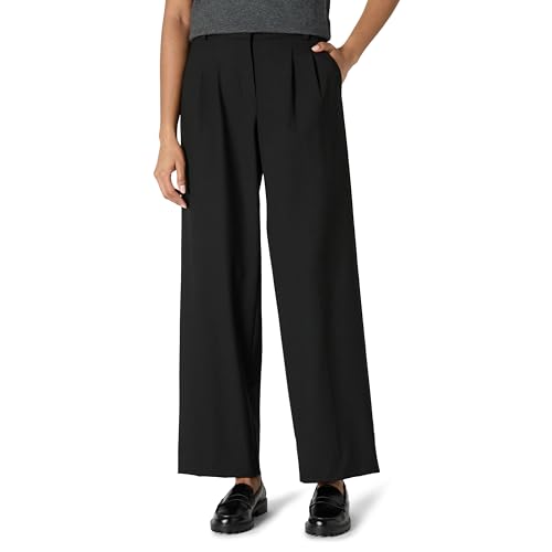 Amazon Essentials Damen Anzughose In Voller Länge, Lockere Passform, Schwarz, 40 von Amazon Essentials